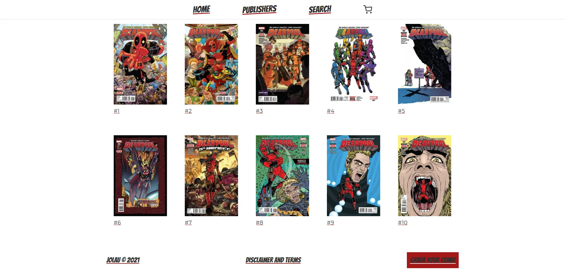 Detailed inventory overview filtering comics by publication series