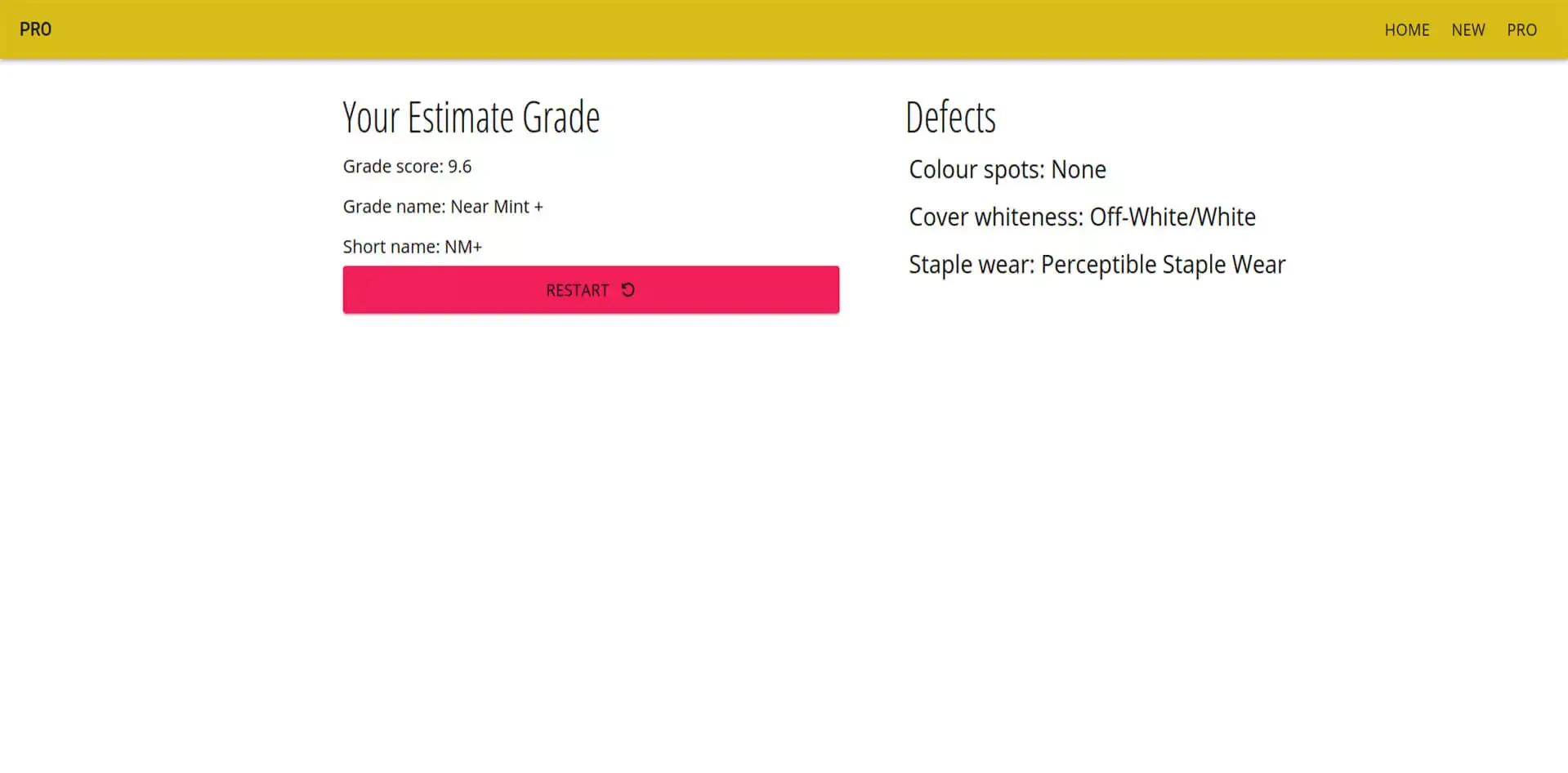 Sample of the final result page
